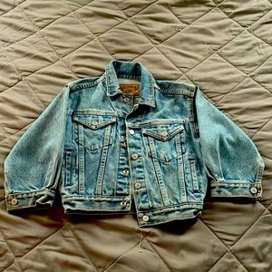 A blue denim jean jacket